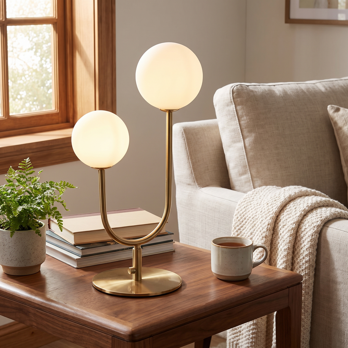 Vesper U-Shaped Dual Orb Table Lamp