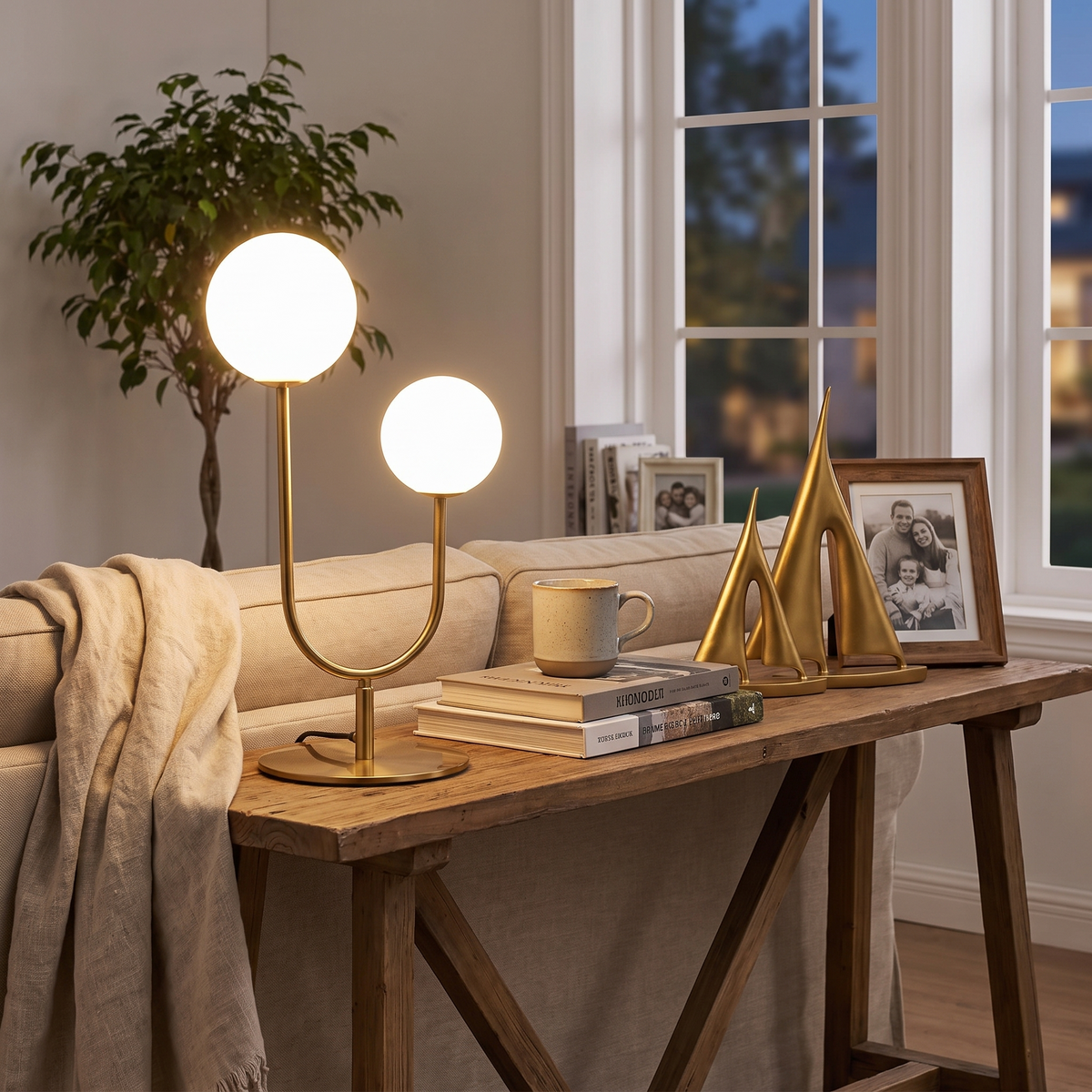 Vesper U-Shaped Dual Orb Table Lamp
