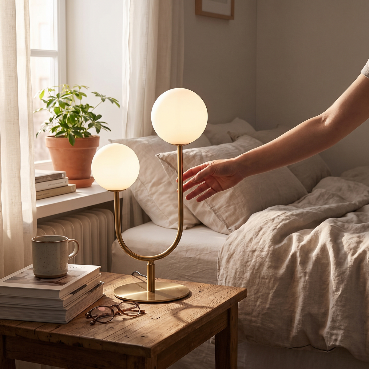 Vesper U-Shaped Dual Orb Table Lamp