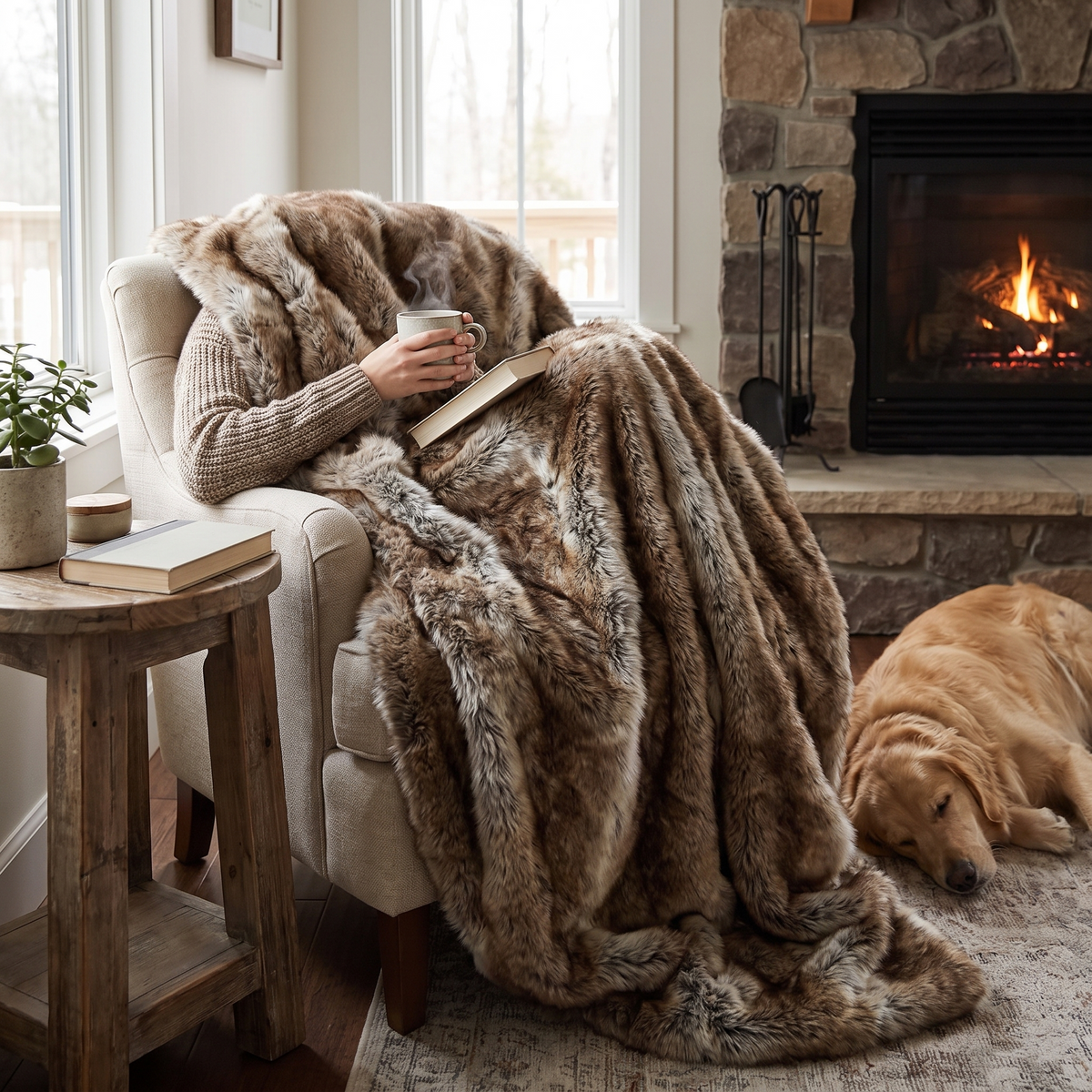 Harlow Plush Fur Throw Blanket