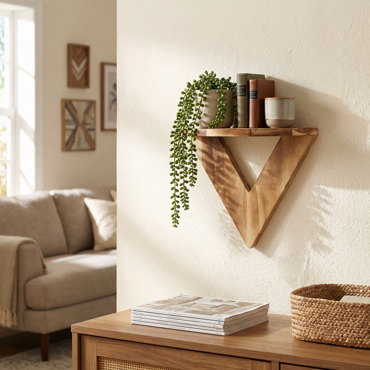 Vesper Geometric Wood Wall Shelf Set