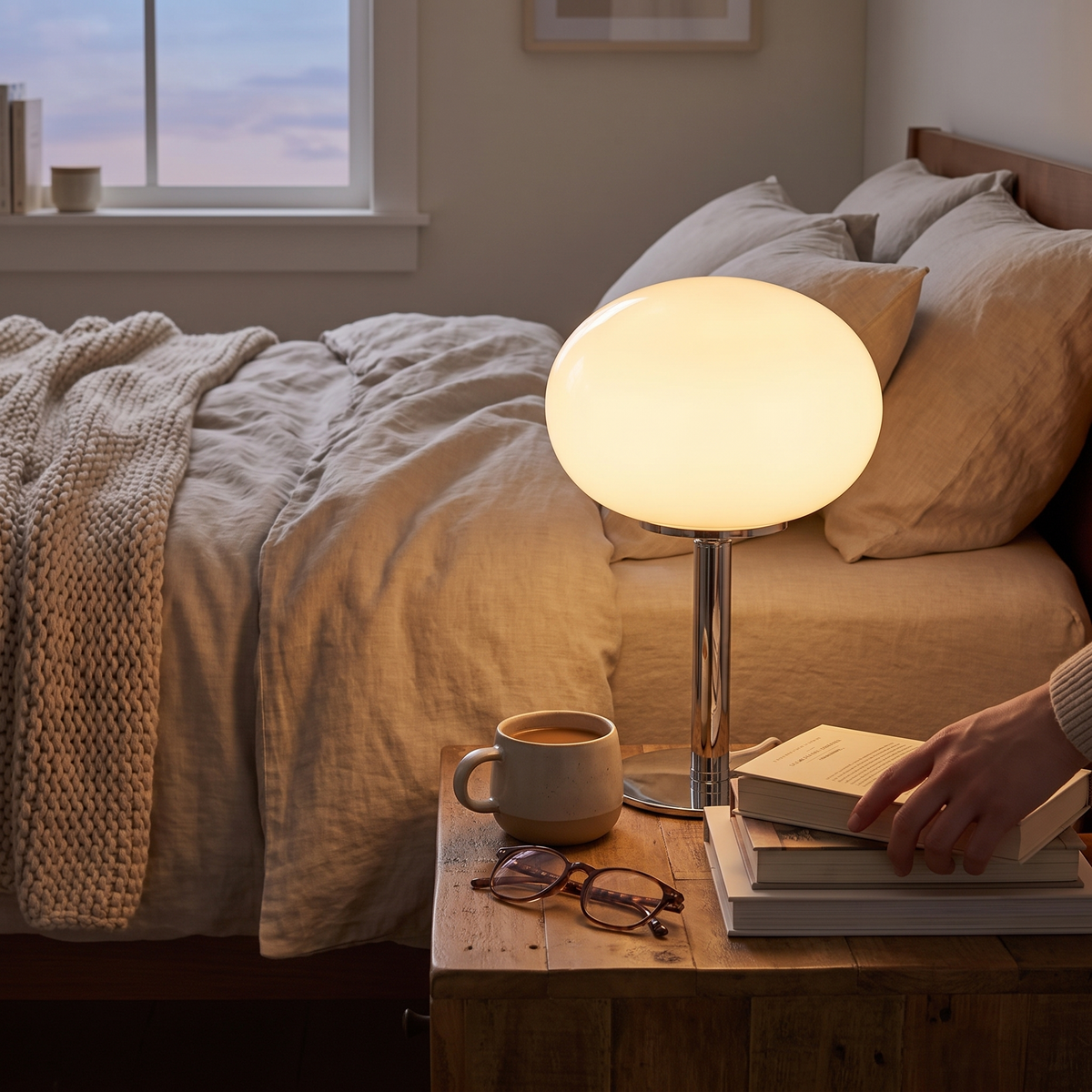 Nimbus Oval Bedside Lamp with USB Power