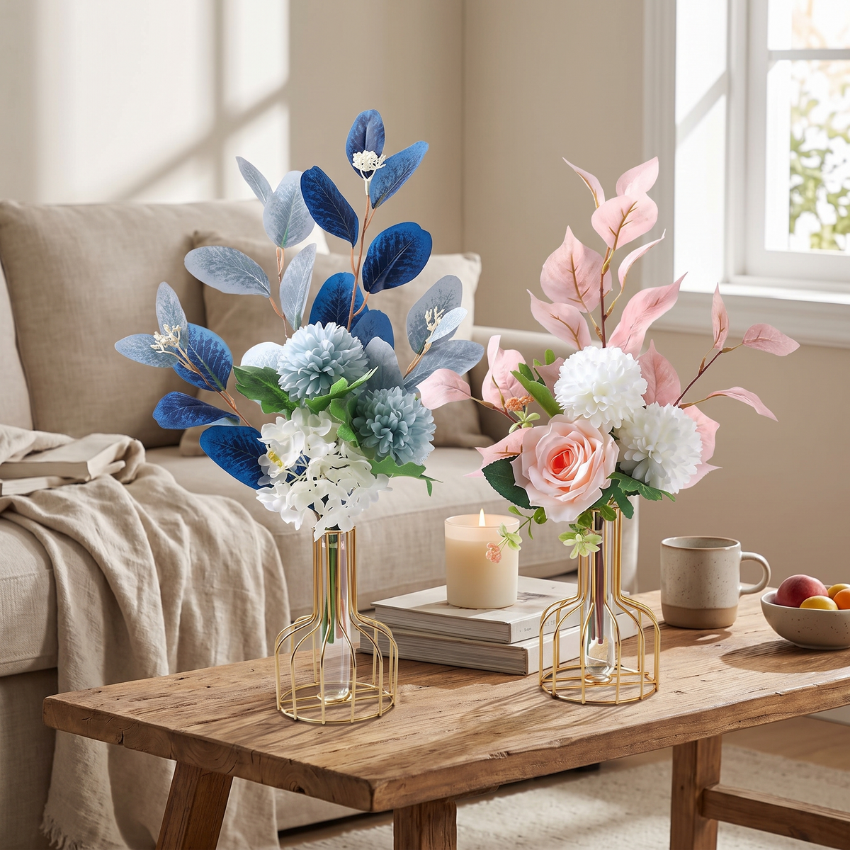 Verdant Metal Plant Holder with Glass Vase