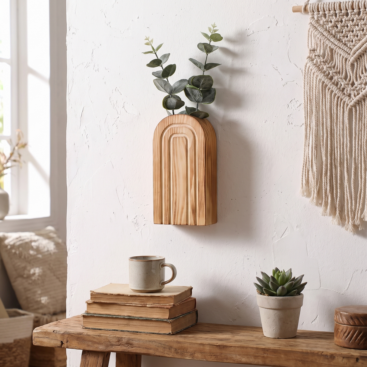 Arbor Curved Arch Wood Wall Vase