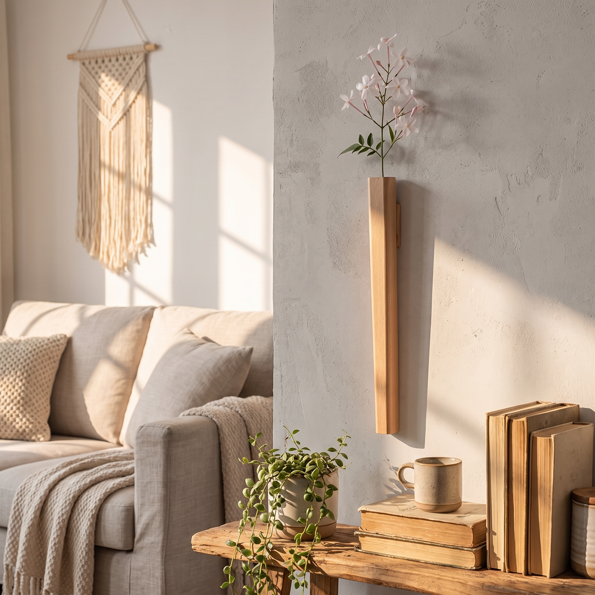 Paloma Wall-Mounted Skinny Wooden Vase