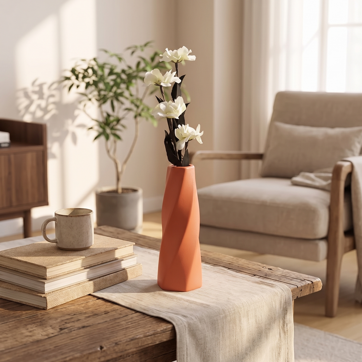 Prism Faceted Ceramic Vase