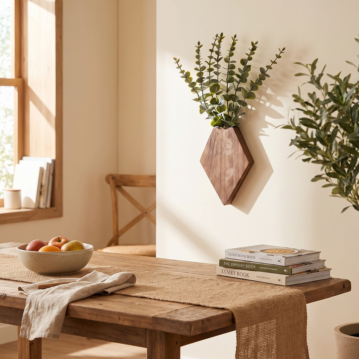 Geometric Diamond Wood Wall Planters