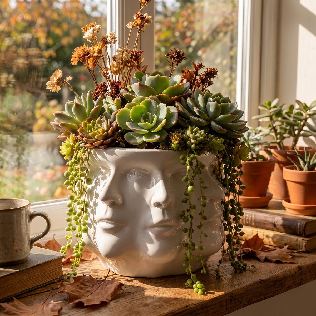 Viridian Ceramic Face Planter