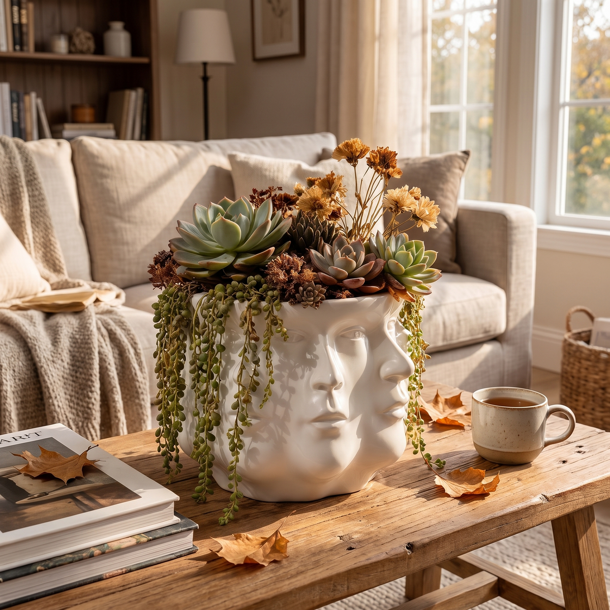 Viridian Ceramic Face Planter