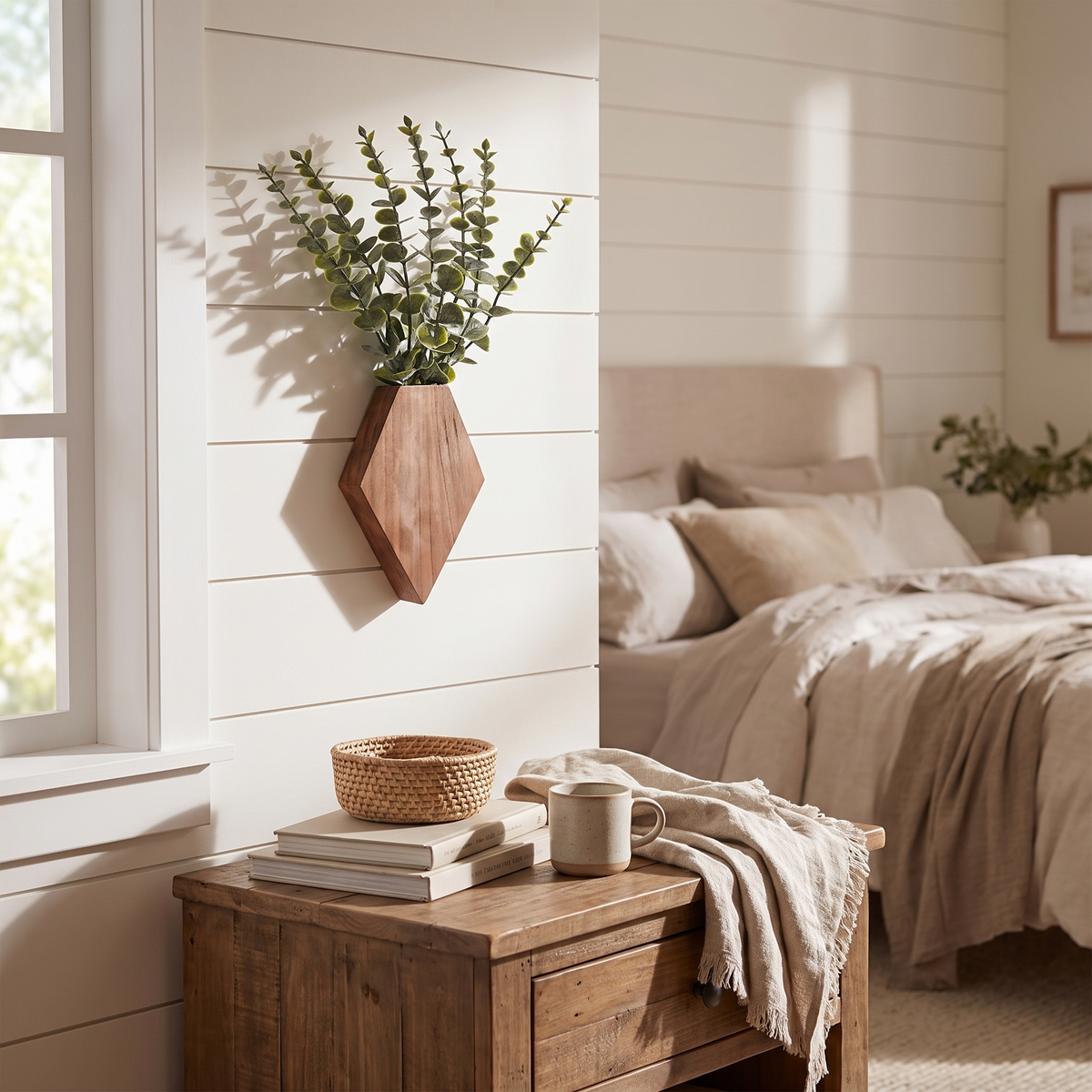 Geometric Diamond Wood Wall Planters