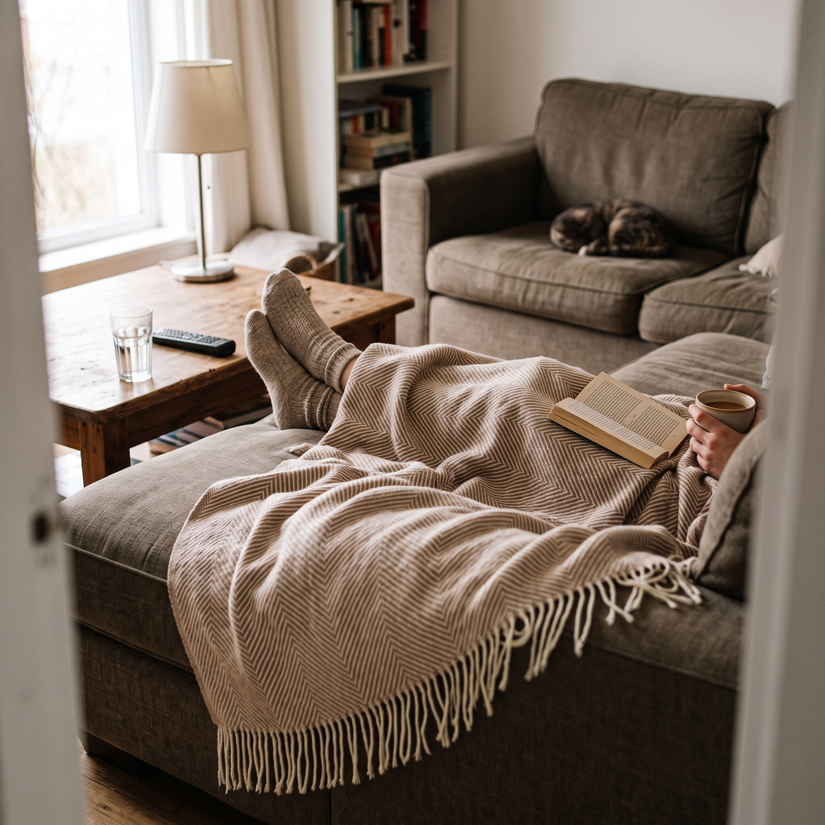 Kael Woven Herringbone Throw Blanket