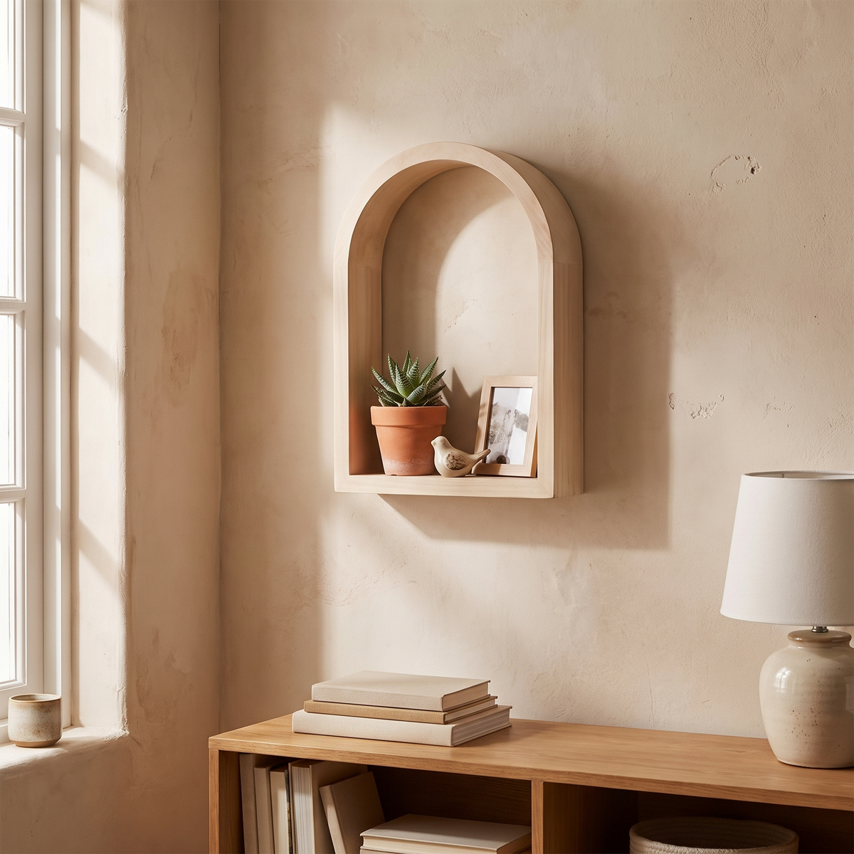 Arched Wooden Wall Mounted Shelves