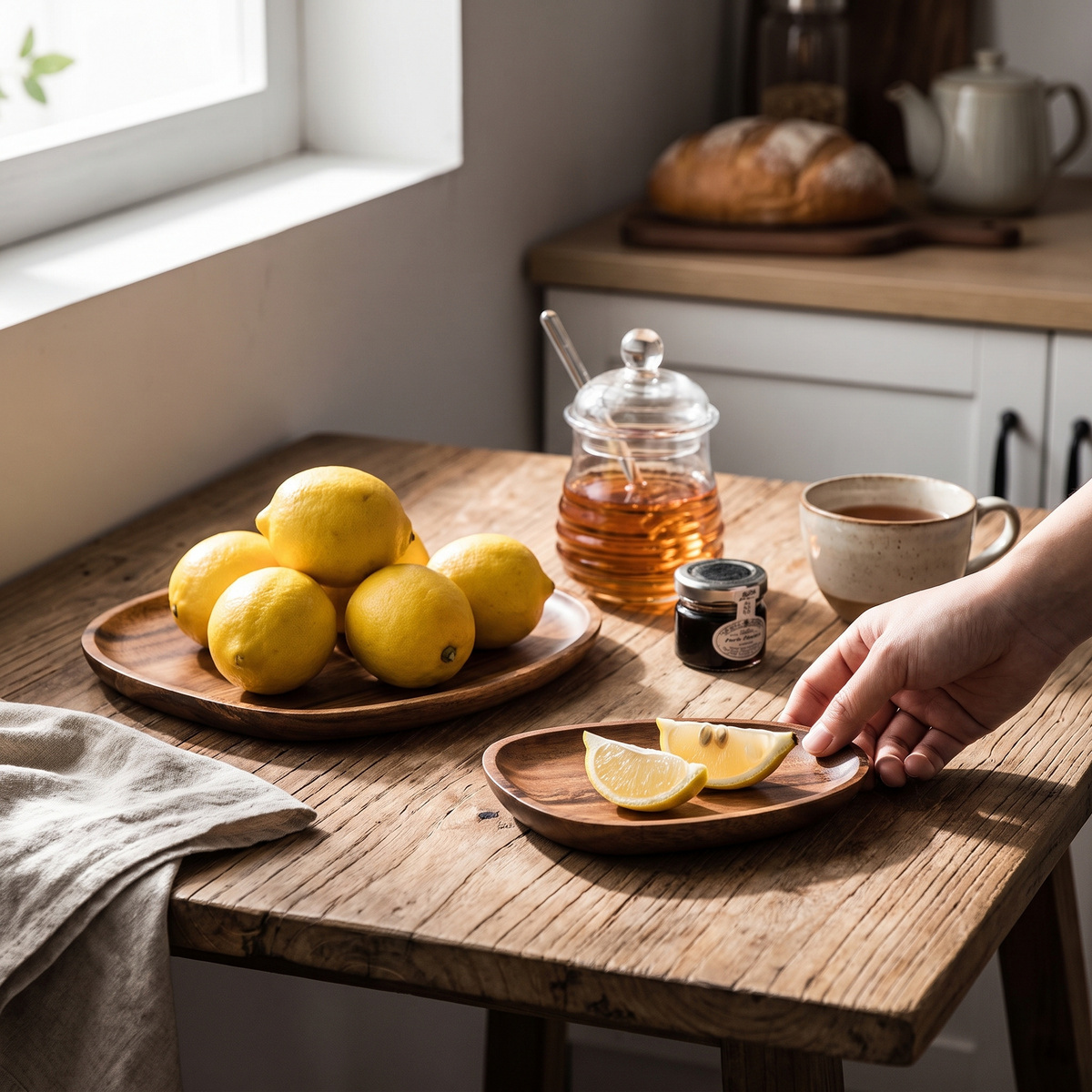 Acacia Handcrafted Wood Serving Plate 5-Piece Set