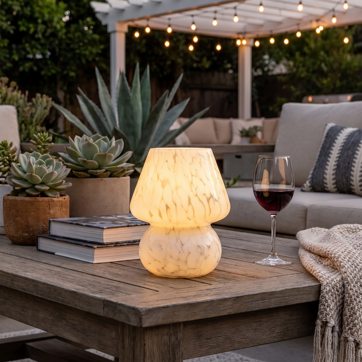 Mushroom-Shaped Glass Table Lamp