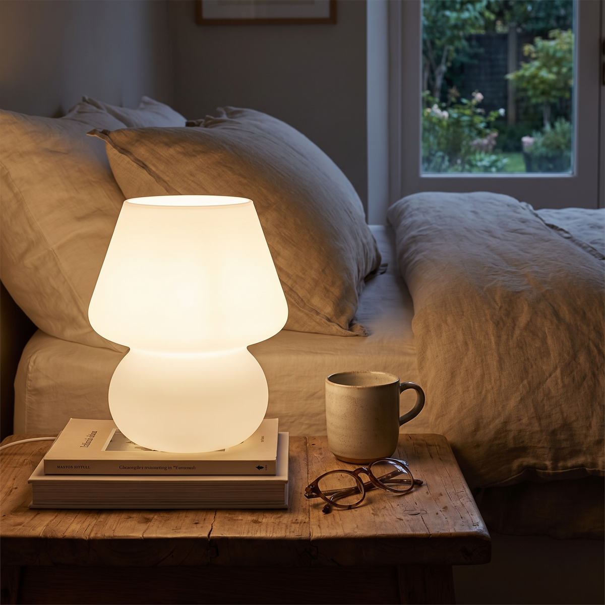 Mushroom-Shaped Glass Table Lamp