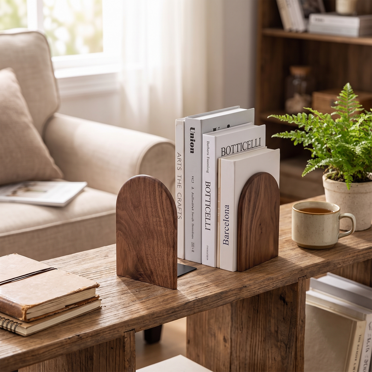 Ashlin Walnut Bookends with Metal Base