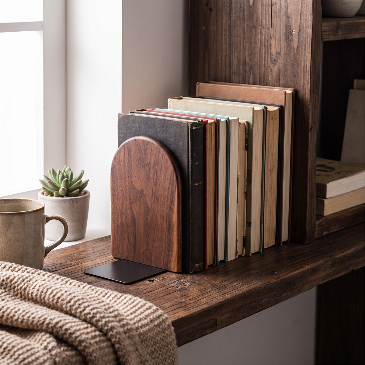 Ashlin Walnut Bookends with Metal Base