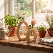Vidal Oval Wood Hydroponic Vase 2-Piece Set