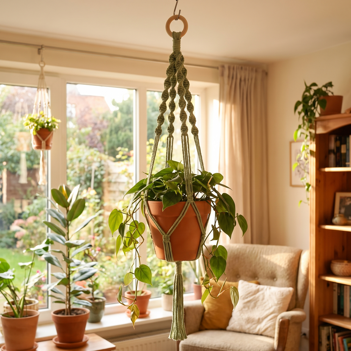 Thistle Boho Macrame Hanging Wall Shelf