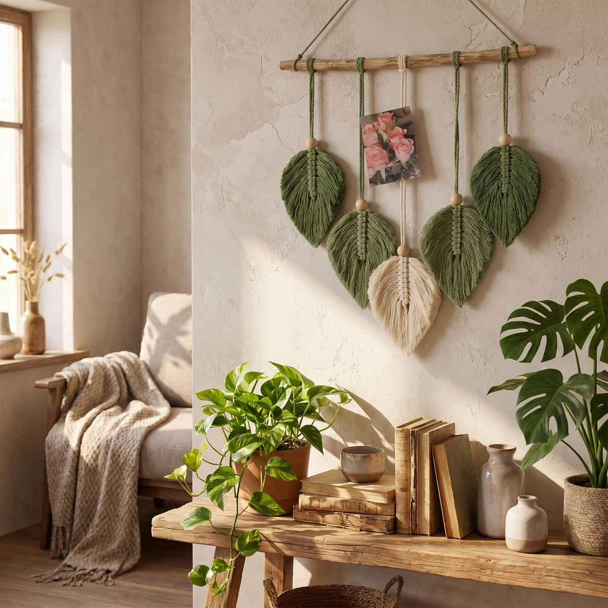Thistle Boho Macrame Hanging Wall Shelf