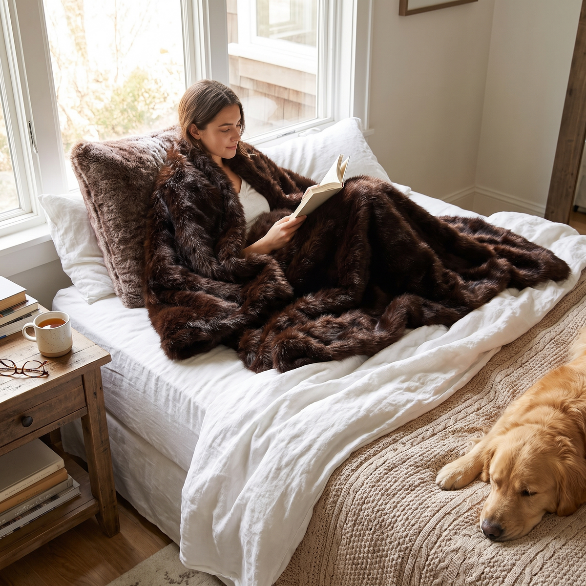 Morino Luxury Faux Fur Throw Blanket