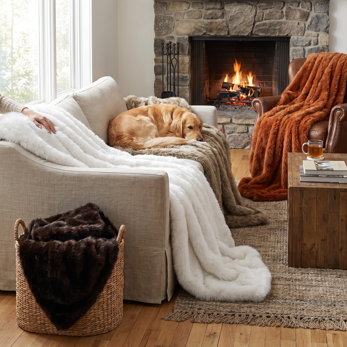 Morino Luxury Faux Fur Throw Blanket