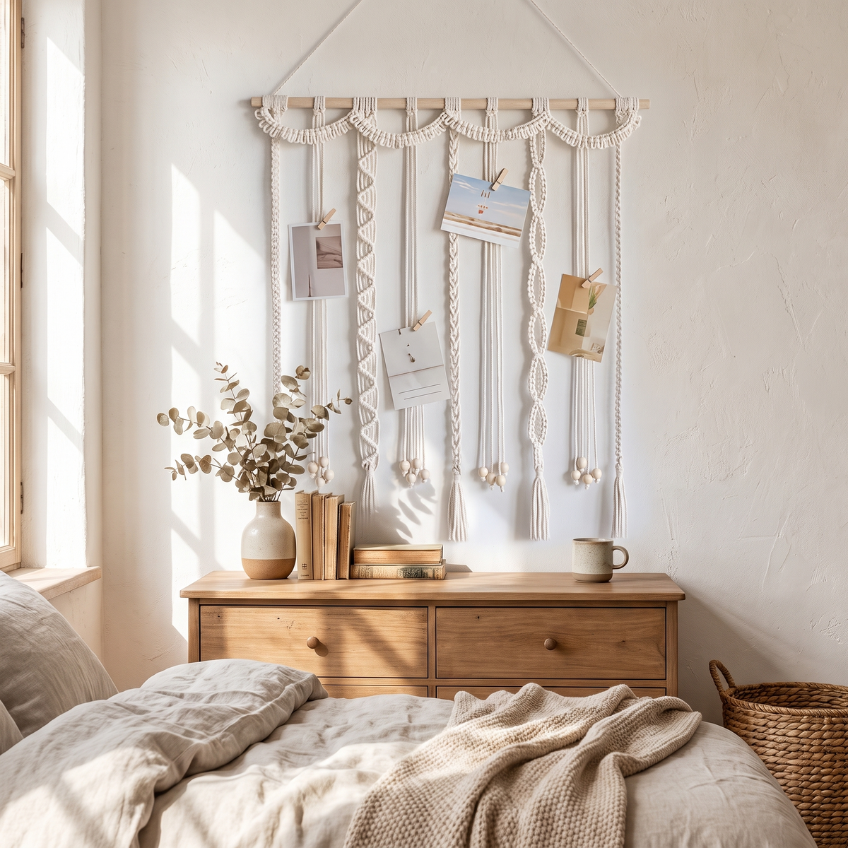 Paloma Macrame Boho Hanging Wall Photo Display