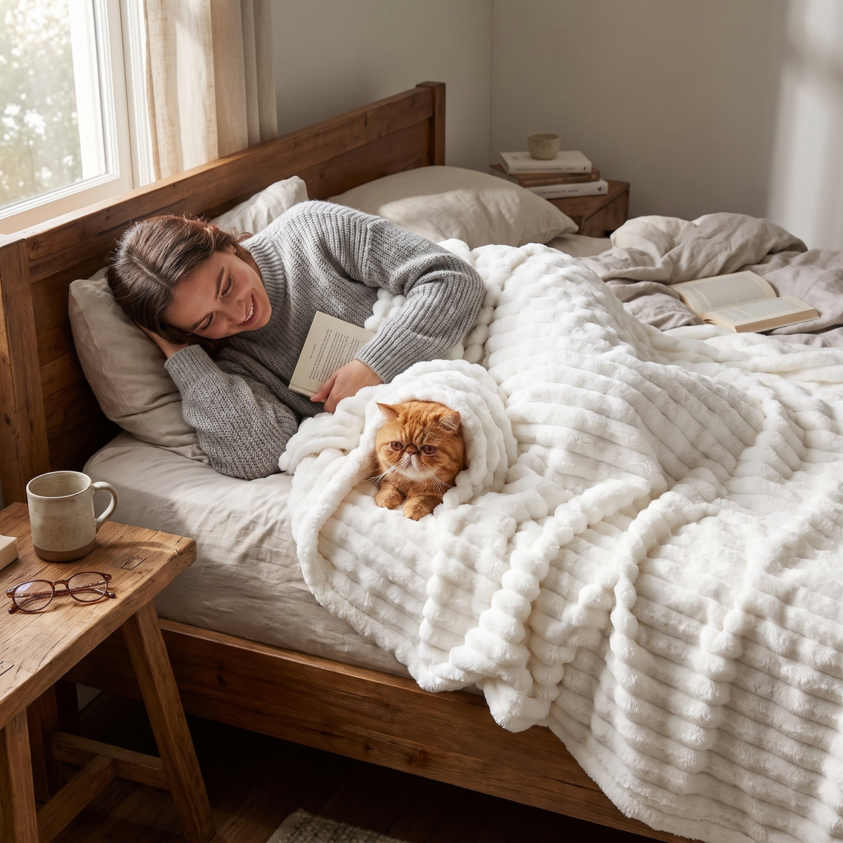 Meadow Soft Textured Coral Fleece Throw Blanket