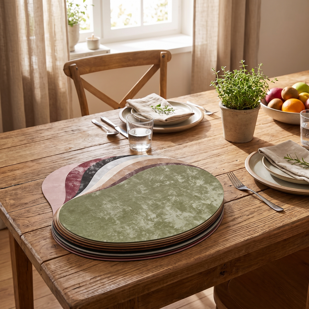 Larkspur Cashew Shaped Leather Placemats