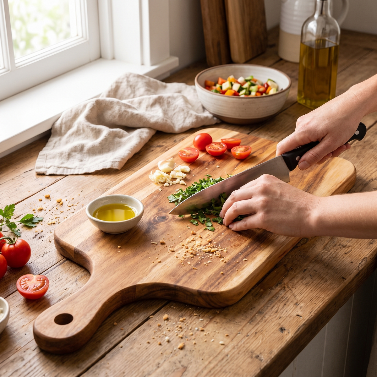 Wooden Serving & Cutting Board with Handle