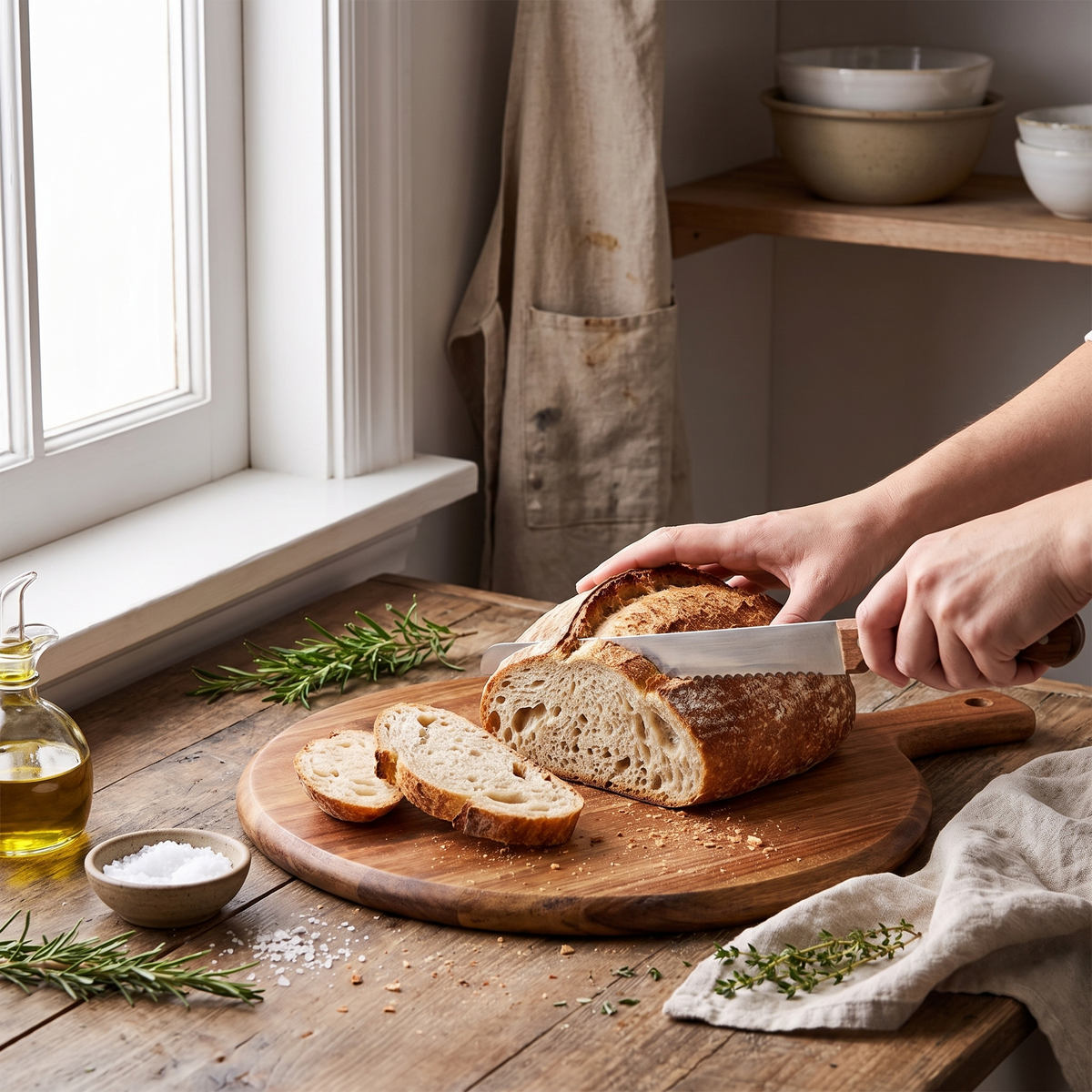 Round Wooden Pizza Serving Board