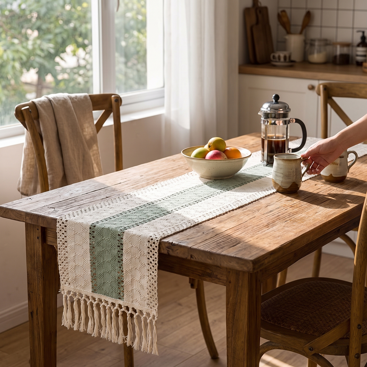 Theron Boho Woven Table Runner with Tassels