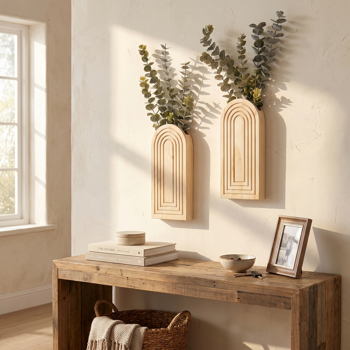 Arched Wood Wall Vase