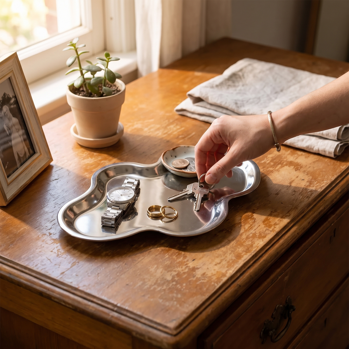 Nimbus Decorative Metal Tray with Scalloped Edge