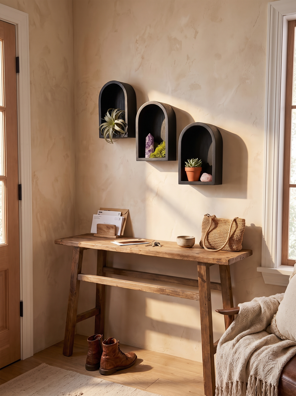 Arched Wooden Wall Mounted Niche Shelves, Set of 3 lifestyle image 3