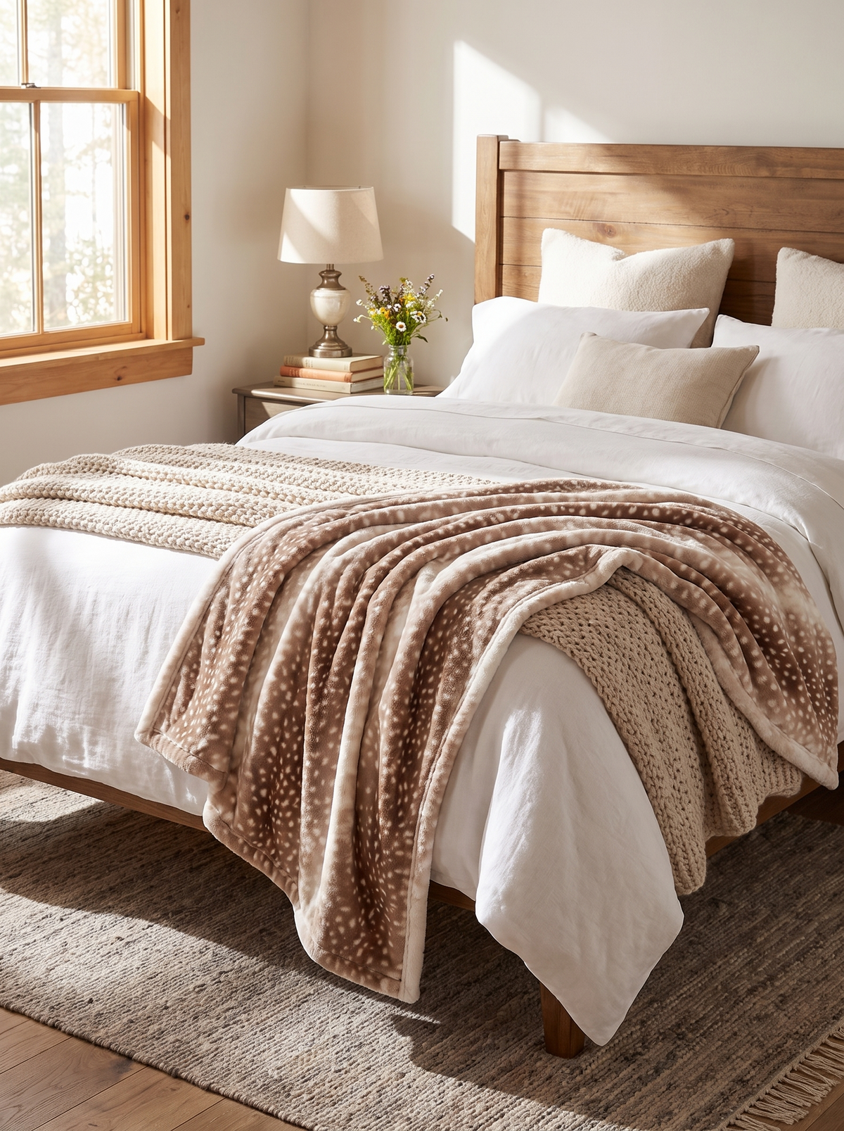 Fawnwood Soft Deer Print Fleece Throw Blanket lifestyle image 3