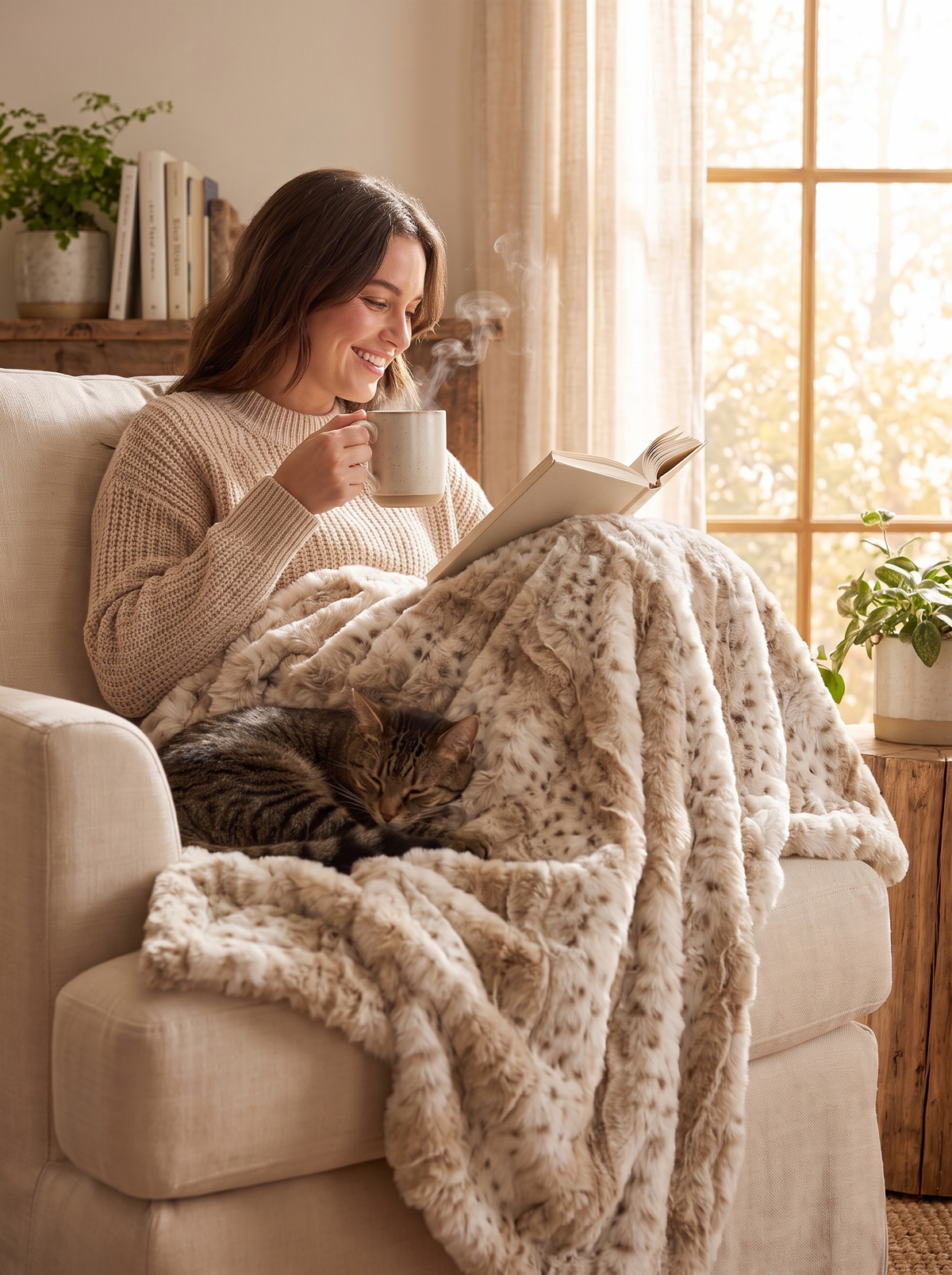 Tawny Plush Faux Fur Soft Throw Blanket for Sofa & Bed lifestyle image 3