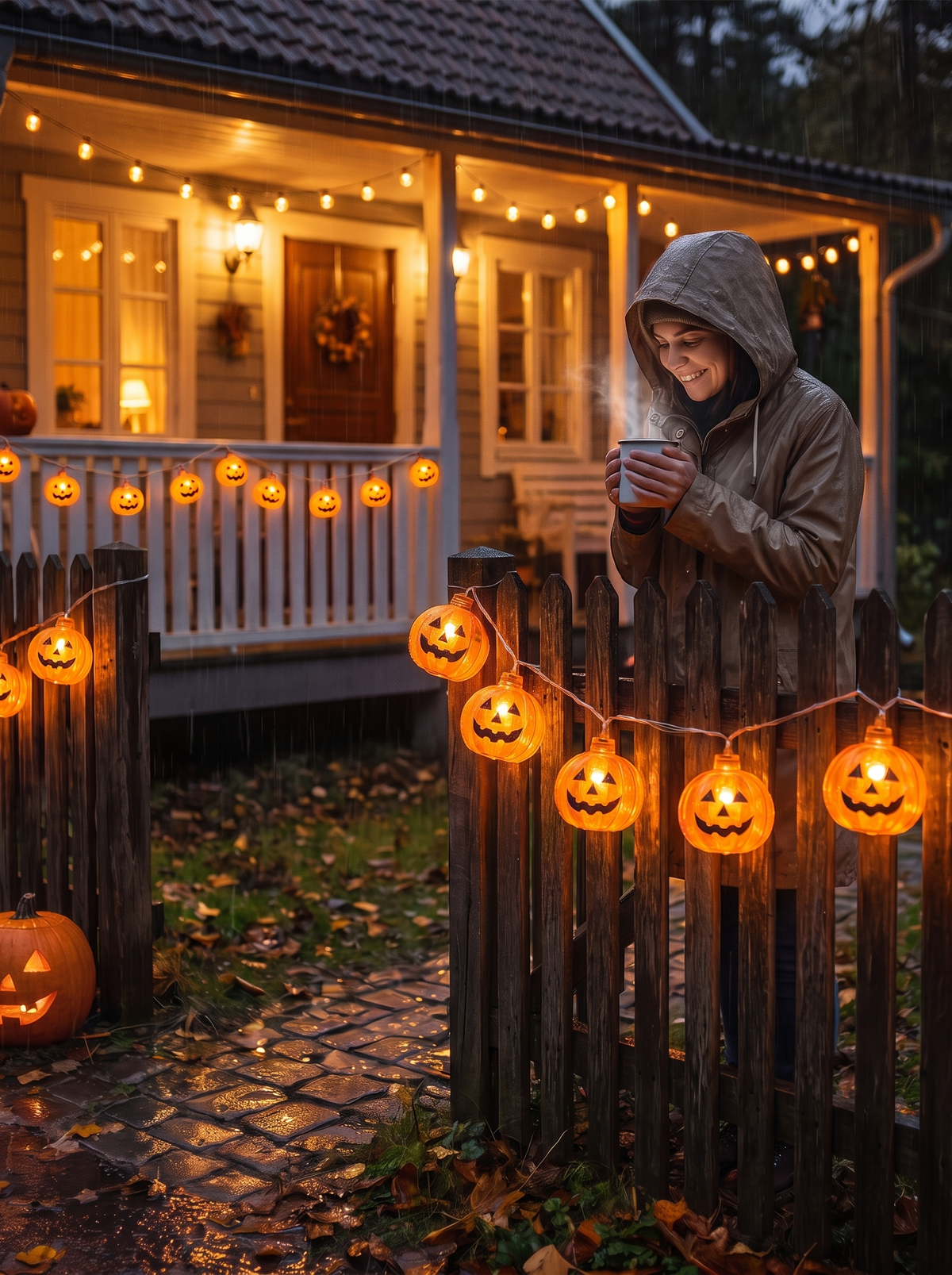 Halloween Pumpkin String Lights, Jack-O-Lantern LED lifestyle image 3