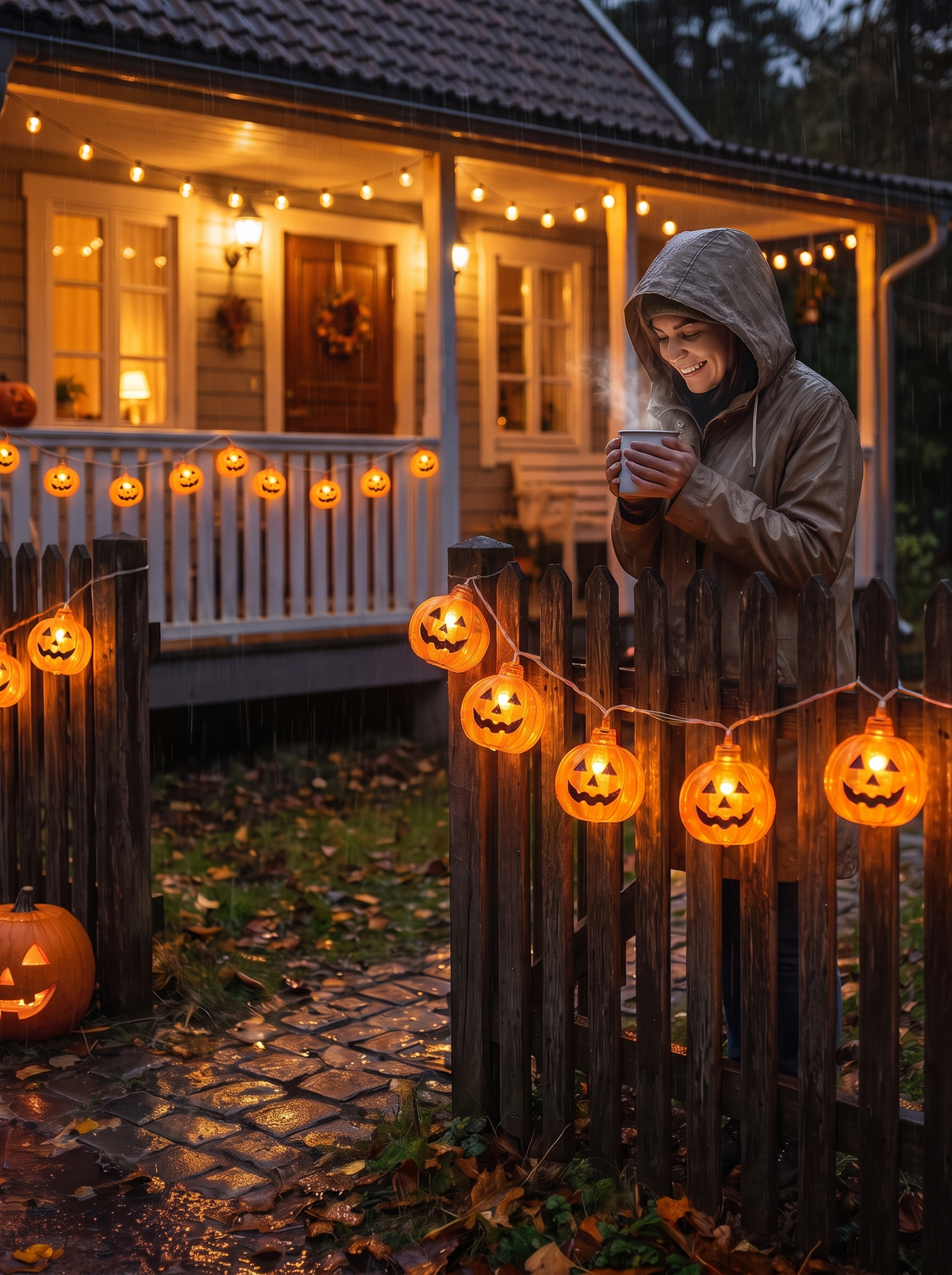 Halloween Pumpkin String Lights, Jack-O-Lantern LED lifestyle image 1