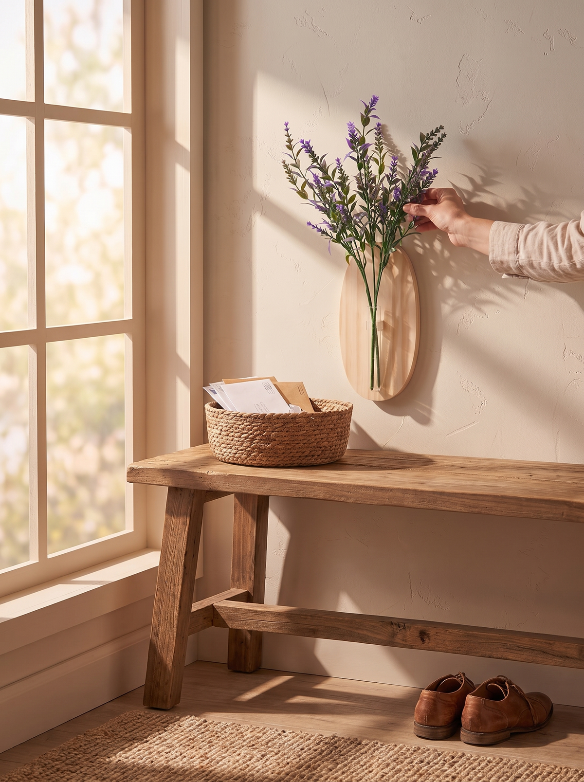 Wooden Wall Mounted Glass Flower Bud Vase lifestyle image 3