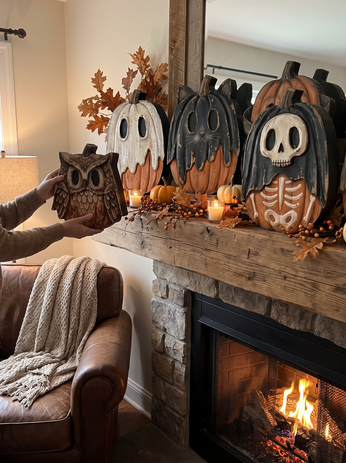 Painted Wood Halloween Tabletop Signs, Set of 6 lifestyle image 3