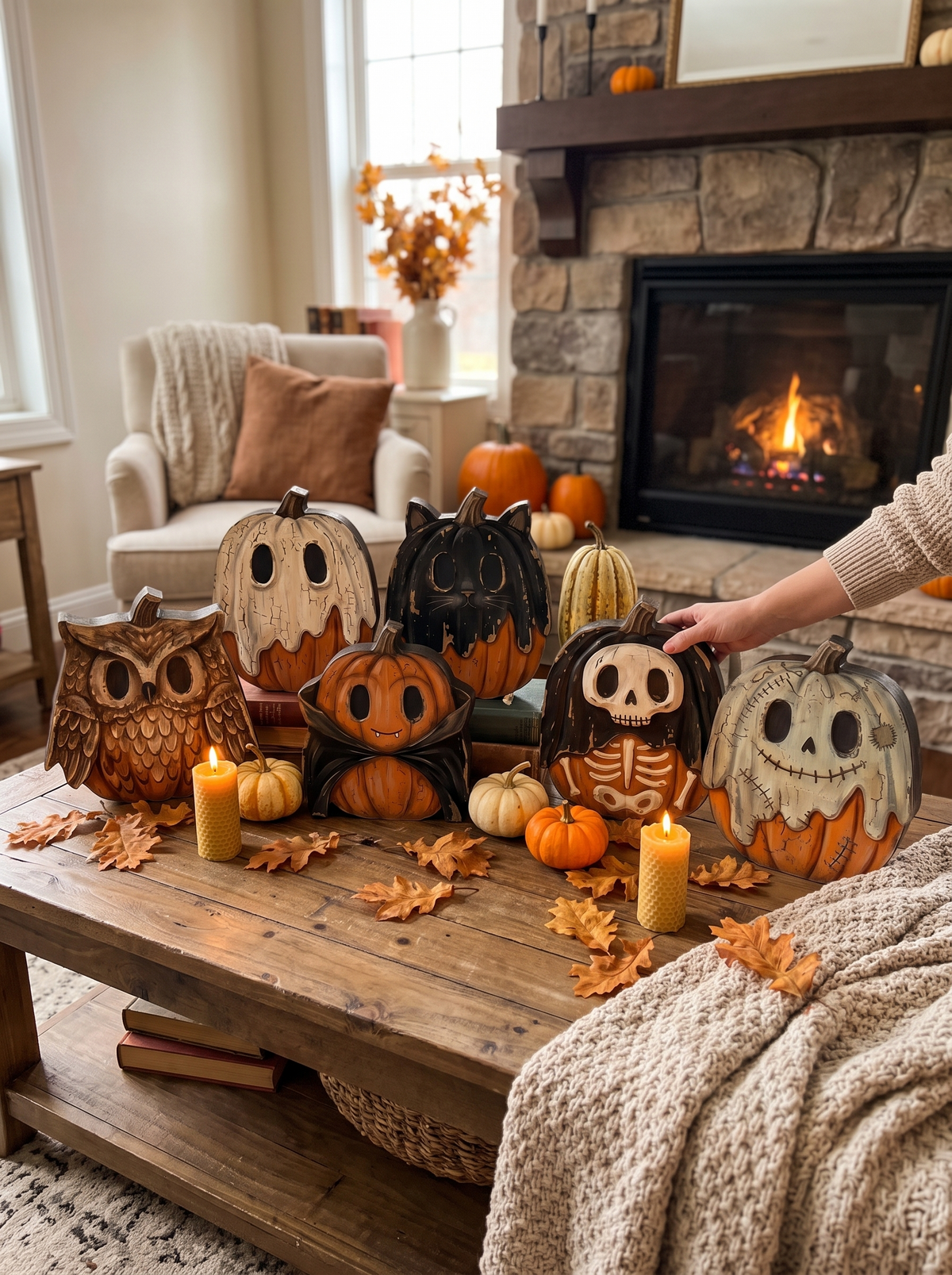 Painted Wood Halloween Tabletop Signs, Set of 6 lifestyle image 1