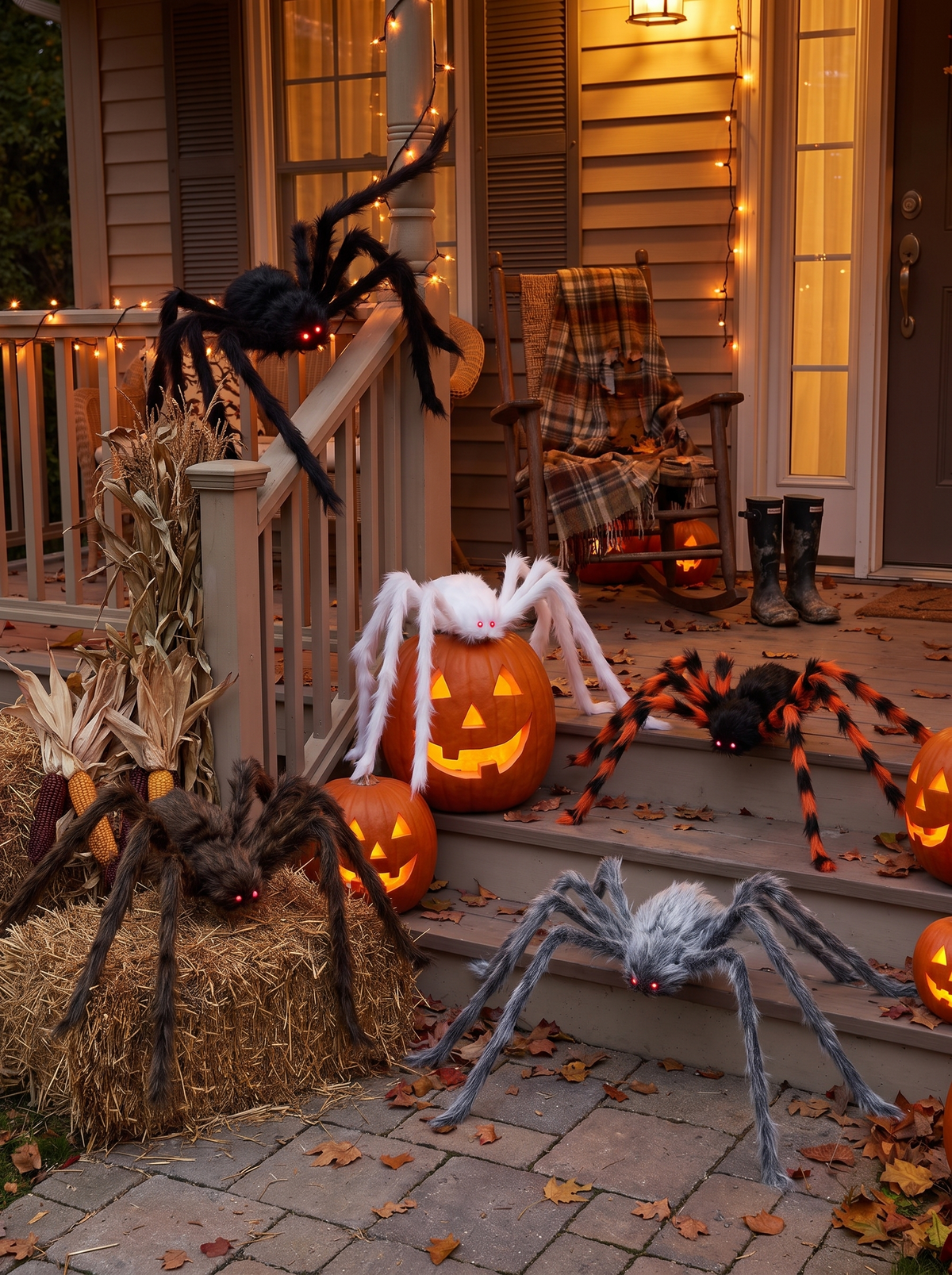 Arachna Giant Plush Spider Outdoor Halloween Decor lifestyle image 2