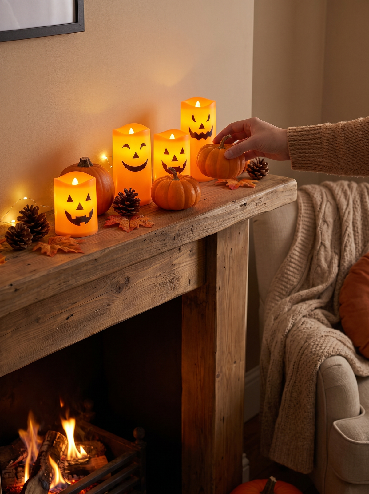 LED Flameless Halloween Jack-O-Lantern Candle Lights lifestyle image 2