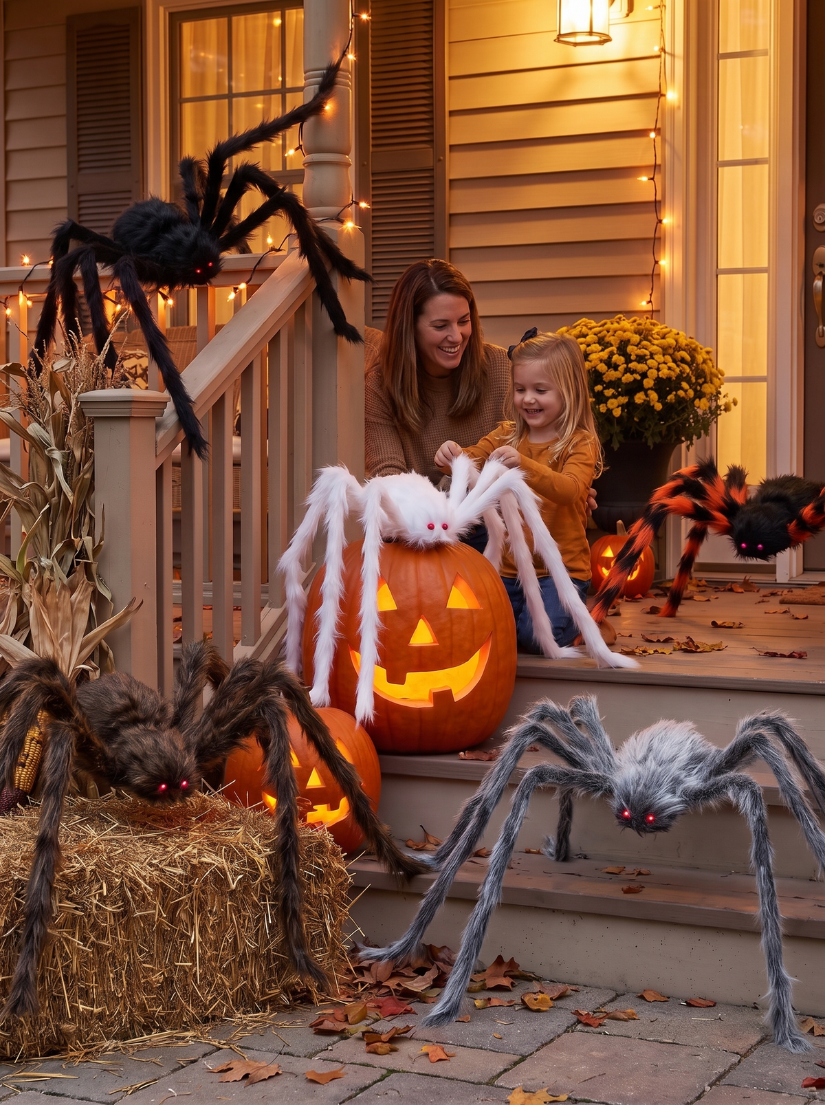 Arachna Giant Plush Spider Outdoor Halloween Decor lifestyle image 3