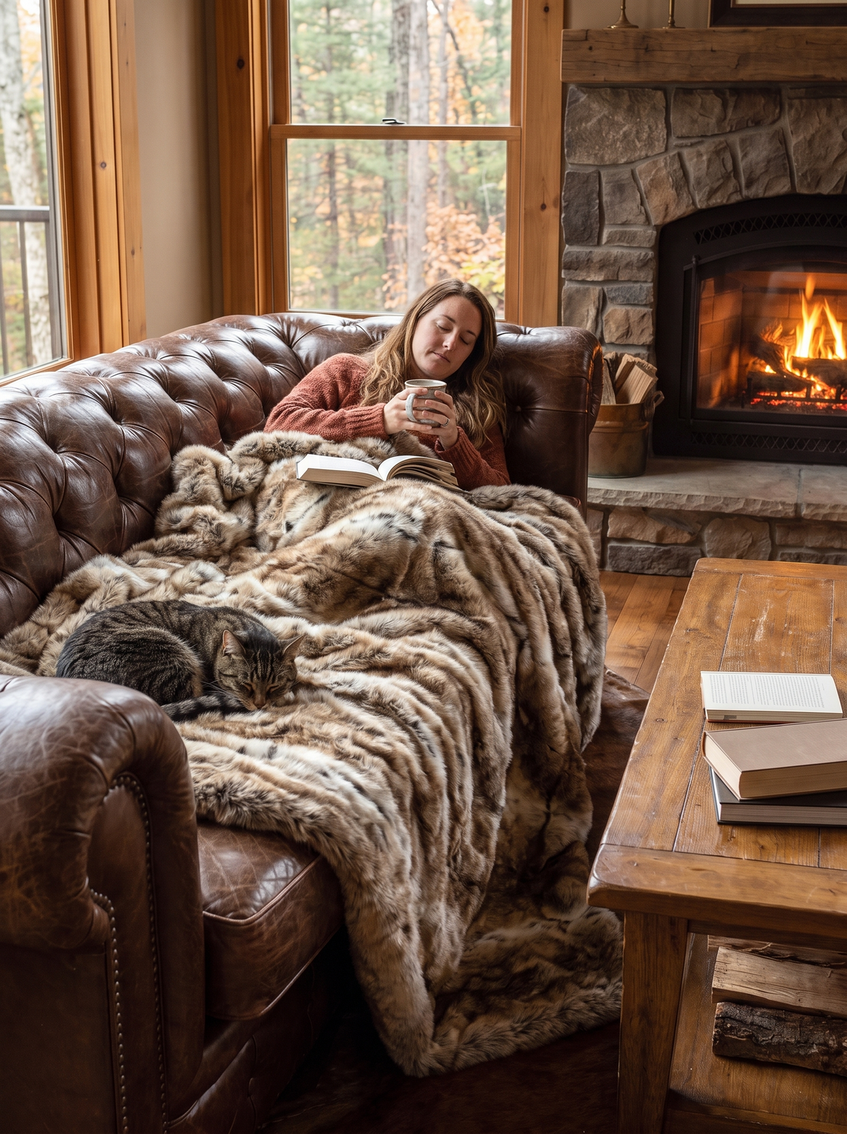 Harlow Plush Striped Fur Soft Throw Blanket lifestyle image 3