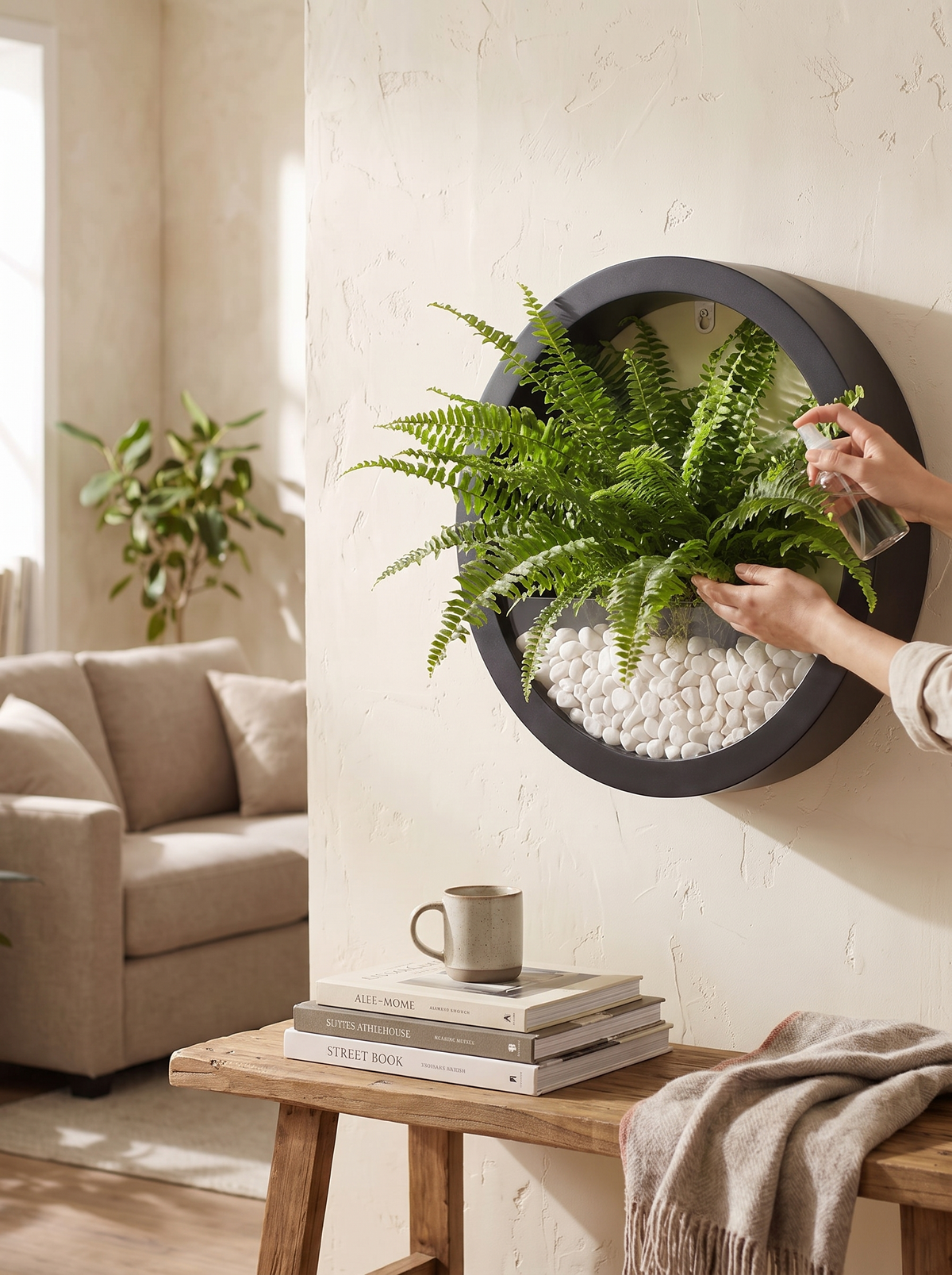 Corban Circular Wood Wall Planter Hoop Ring lifestyle image 1