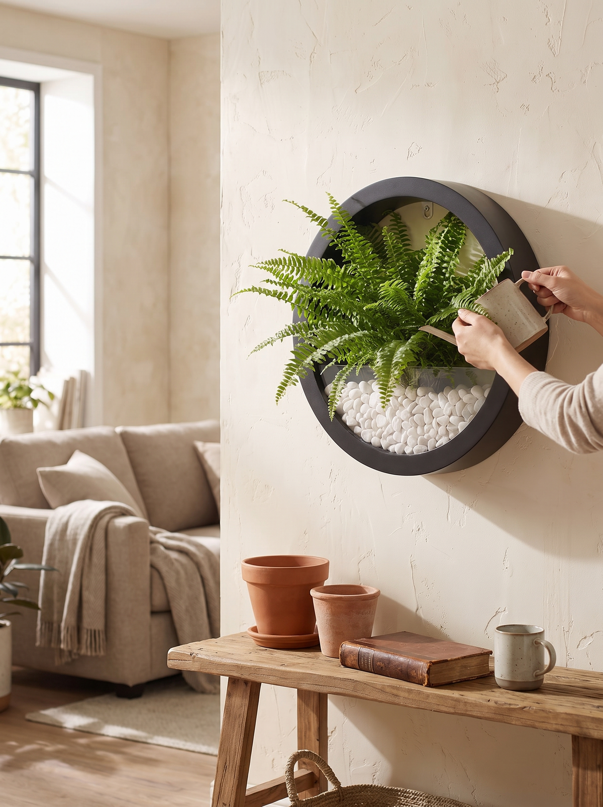 Corban Circular Wood Wall Planter Hoop Ring lifestyle image 3