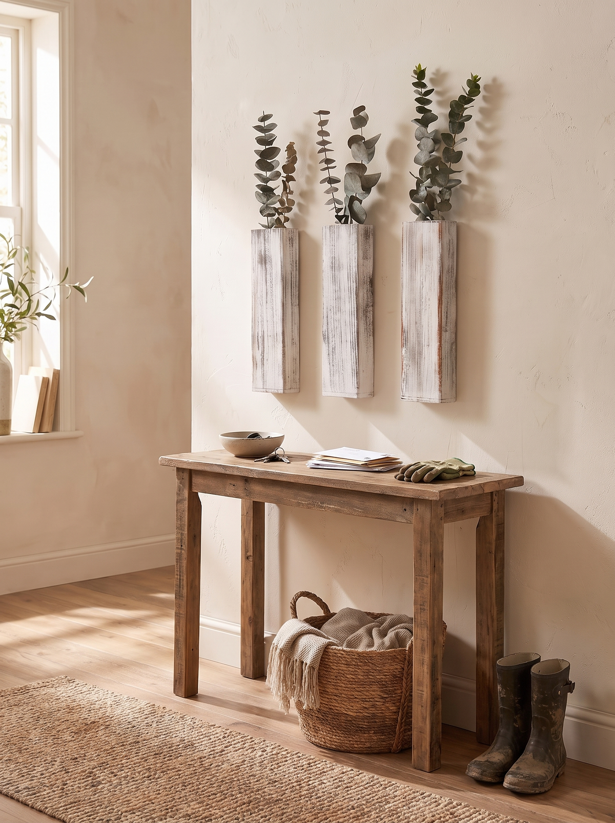 Wooden Vertical Wall Planters, Set of Rectangular Boxes lifestyle image 2