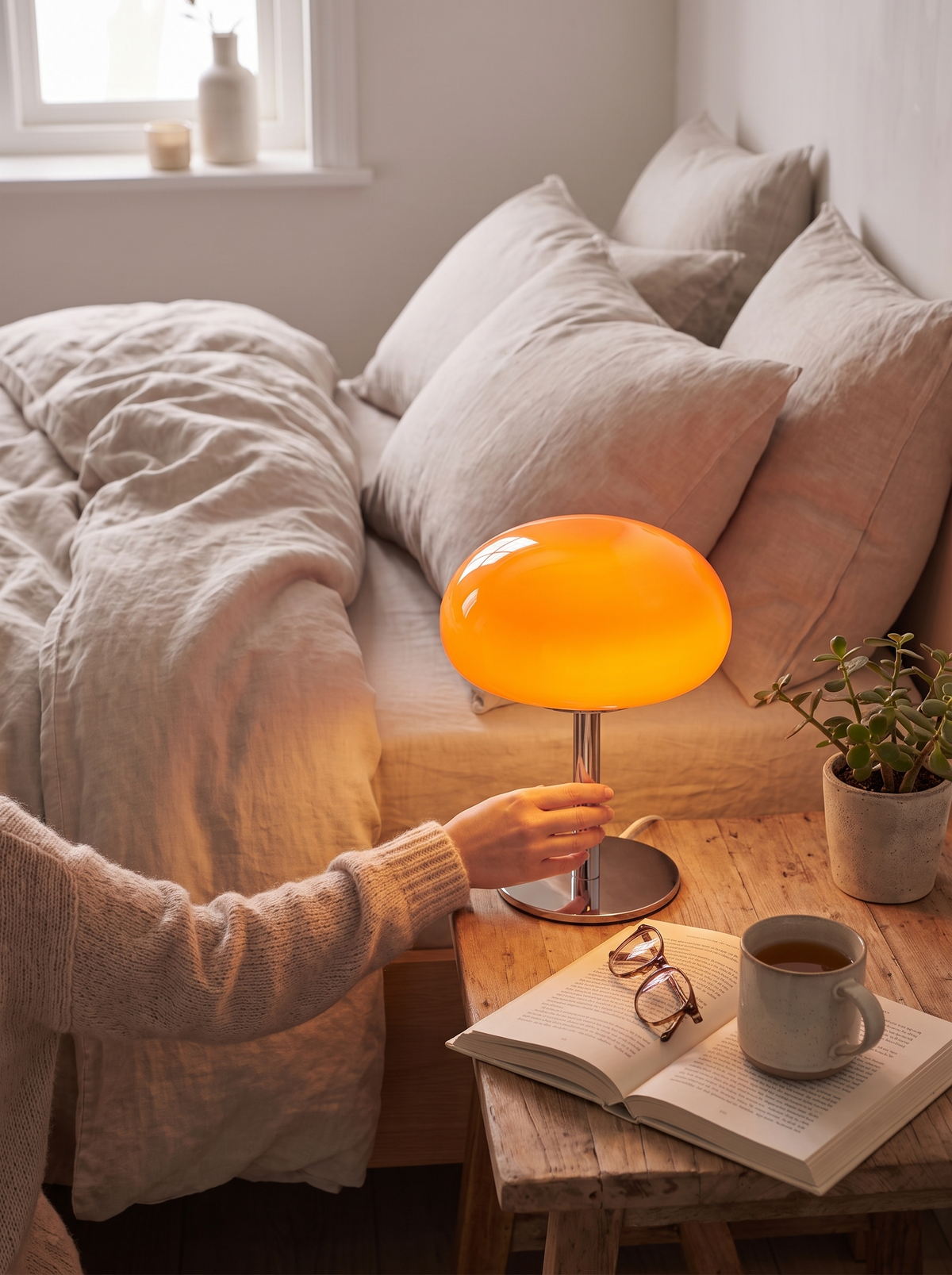 Zephyr Frosted Glass Mushroom Dome Table Lamp lifestyle image 3